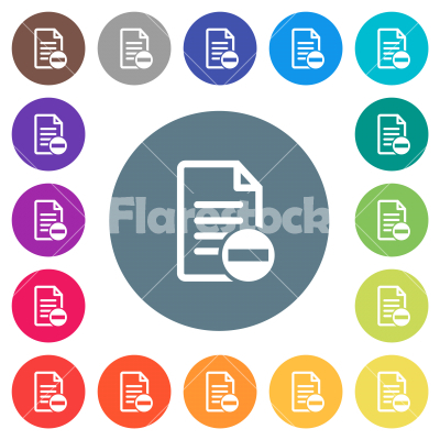Remove document flat white icons on round color backgrounds - Remove document flat white icons on round color backgrounds. 17 background color variations are included.