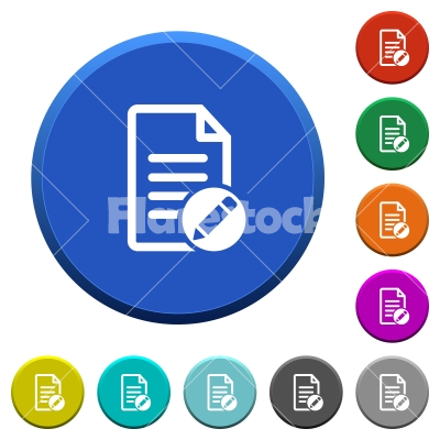 Rename document beveled buttons - Rename document round color beveled buttons with smooth surfaces and flat white icons