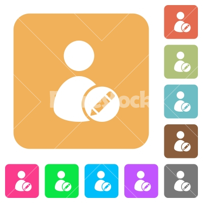 Rename user rounded square flat icons - Rename user flat icons on rounded square vivid color backgrounds.