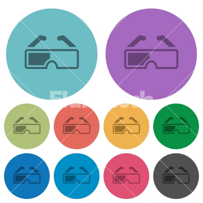 Retro 3d glasses color darker flat icons - Retro 3d glasses darker flat icons on color round background