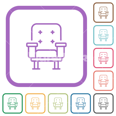 Retro armchair front view outline simple icons - Retro armchair front view outline simple icons in color rounded square frames on white background