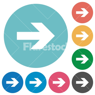 Right arrow flat icons - Right arrow white flat icons on color rounded square backgrounds