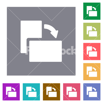 Rotate right solid square flat icons - Rotate right solid flat icons on simple color square backgrounds