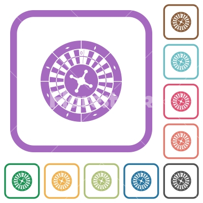 Roulette wheel simple icons - Roulette wheel simple icons in color rounded square frames on white background