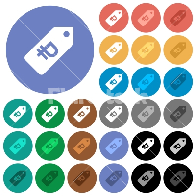 Ruble price label round flat multi colored icons - Ruble price label multi colored flat icons on round backgrounds. Included white, light and dark icon variations for hover and active status effects, and bonus shades on black backgounds.