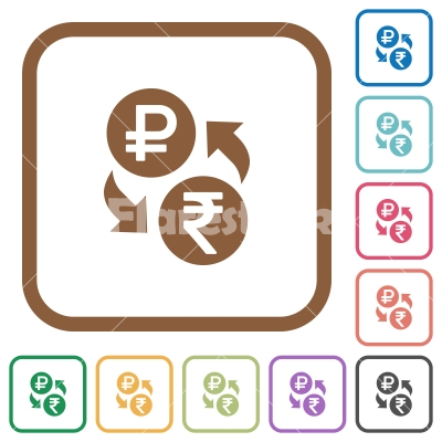 Ruble Rupee money exchange simple icons - Ruble Rupee money exchange simple icons in color rounded square frames on white background
