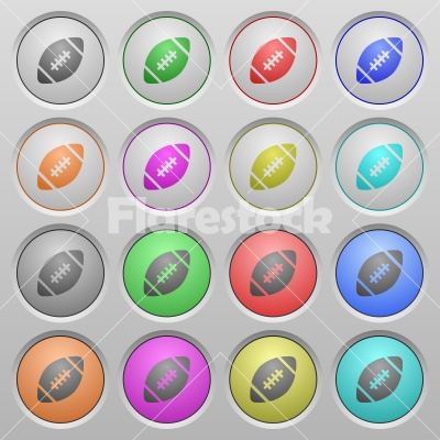 Rugby ball plastic sunk buttons - Set of rugby ball plastic sunk spherical buttons. - Free stock vector