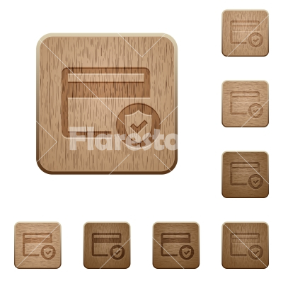 Safe credit card transaction wooden buttons - Safe credit card transaction on rounded square carved wooden button styles