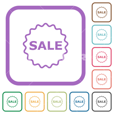 Sale badge outline simple icons - Sale badge outline simple icons in color rounded square frames on white background