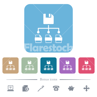 Save file as multiple format flat icons on color rounded square backgrounds - Save file as multiple format white flat icons on color rounded square backgrounds. 6 bonus icons included