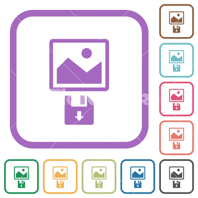 Save image to floppy disk simple icons - Save image to floppy disk simple icons in color rounded square frames on white background