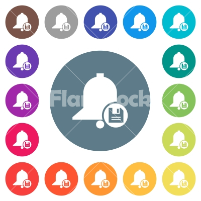 Save reminder flat white icons on round color backgrounds - Save reminder flat white icons on round color backgrounds. 17 background color variations are included.