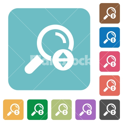 Scrolling search results rounded square flat icons - Scrolling search results white flat icons on color rounded square backgrounds - Free stock vector