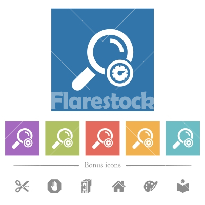 Search engine optimization flat white icons in square backgrounds - Search engine optimization flat white icons in square backgrounds. 6 bonus icons included.