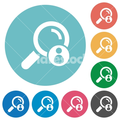 Search member flat round icons - Search member flat white icons on round color backgrounds