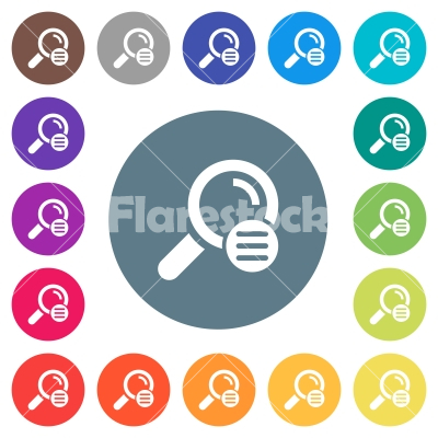 Search options flat white icons on round color backgrounds - Search options flat white icons on round color backgrounds. 17 background color variations are included.