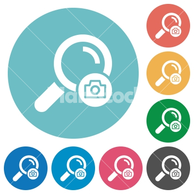 Search photo flat round icons - Search photo flat white icons on round color backgrounds