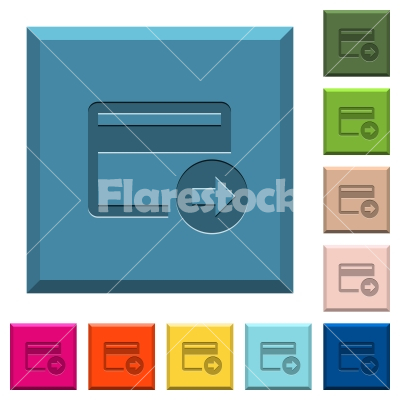 Send money with credit card engraved icons on edged square buttons - Send money with credit card engraved icons on edged square buttons in various trendy colors