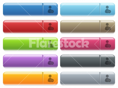 Send user data as email icons on color glossy, rectangular menu button - Send user data as email engraved style icons on long, rectangular, glossy color menu buttons. Available copyspaces for menu captions.