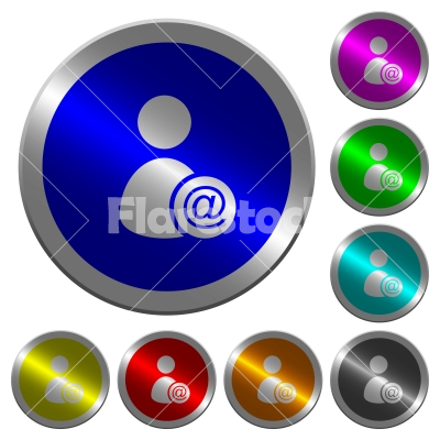 Send user data as email luminous coin-like round color buttons - Send user data as email icons on round luminous coin-like color steel buttons