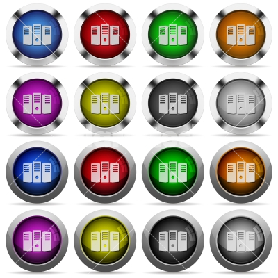 Server hosting button set - Set of Server hosting glossy web buttons. Arranged layer structure.