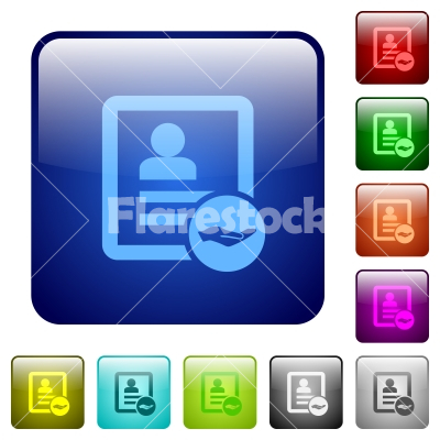 Share contact color square buttons - Share contact icons in rounded square color glossy button set
