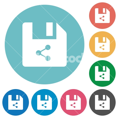 Share file flat round icons - Share file flat white icons on round color backgrounds