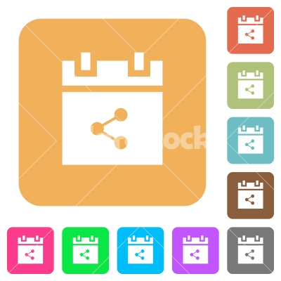 Share schedule item rounded square flat icons - Share schedule item flat icons on rounded square vivid color backgrounds.