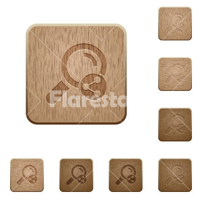 Share search wooden buttons - Share search on rounded square carved wooden button styles