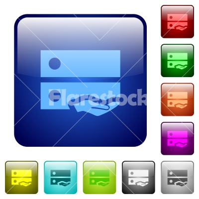 Shared drive color square buttons - Shared drive icons in rounded square color glossy button set