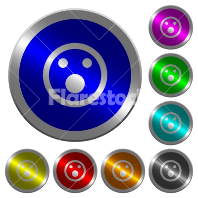 Shocked emoticon luminous coin-like round color buttons - Shocked emoticon icons on round luminous coin-like color steel buttons