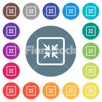 Shrink object flat white icons on round color backgrounds - Shrink object flat white icons on round color backgrounds. 17 background color variations are included.