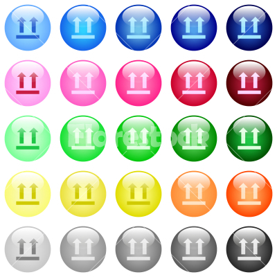 Side up sign icons in color glossy buttons - Side up sign icons in set of 25 color glossy spherical buttons