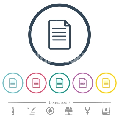 Single Document flat color icons in round outlines - Single Document flat color icons in round outlines. 6 bonus icons included.