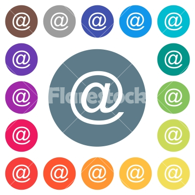 Single email symbol flat white icons on round color backgrounds - Single email symbol flat white icons on 17 round color backgrounds