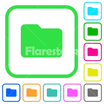 Single folder vivid colored flat icons - Single folder vivid colored flat icons in curved borders on white background