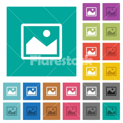 Single picture square flat multi colored icons - Single picture multi colored flat icons on plain square backgrounds. Included white and darker icon variations for hover or active effects.