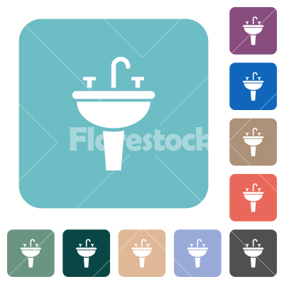 Sink rounded square flat icons - Sink white flat icons on color rounded square backgrounds