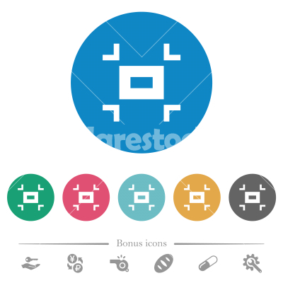 Small screen flat round icons - Small screen flat white icons on round color backgrounds. 6 bonus icons included.