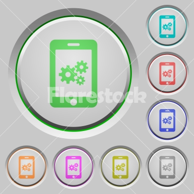 Smartphone settings push buttons - Smartphone settings color icons on sunk push buttons