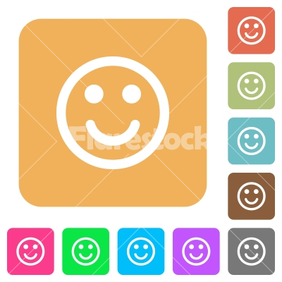 Smiling emoticon rounded square flat icons - Smiling emoticon icons on rounded square vivid color backgrounds.