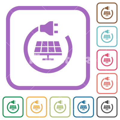 Solar energy simple icons - Solar energy simple icons in color rounded square frames on white background
