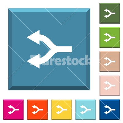 Split arrows left white icons on edged square buttons - Split arrows left white icons on edged square buttons in various trendy colors