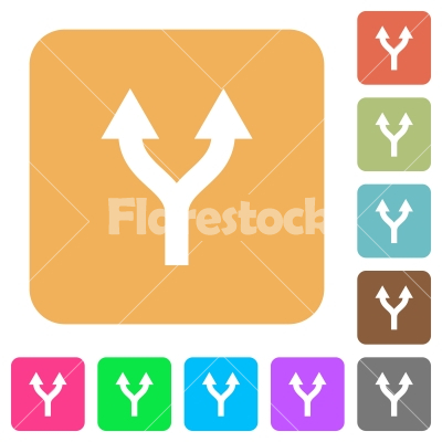 Split arrows up rounded square flat icons - Split arrows up flat icons on rounded square vivid color backgrounds.