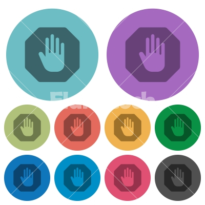 Stop sign color flat icons - Stop sign flat icons on color round background.