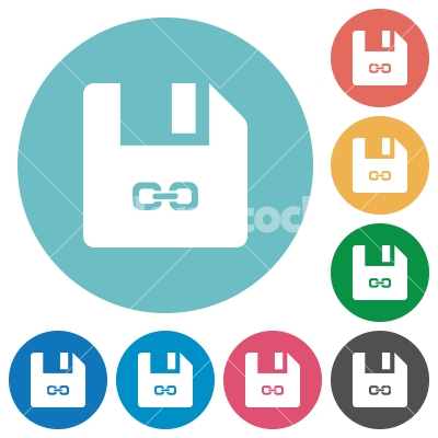 Symbolic link file flat round icons - Symbolic link file flat white icons on round color backgrounds