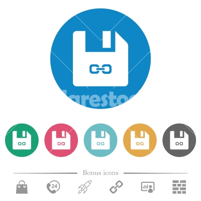 Symbolic link file flat round icons - Symbolic link file flat white icons on round color backgrounds. 6 bonus icons included.
