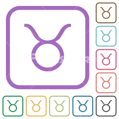 Taurus zodiac symbol simple icons - Taurus zodiac symbol simple icons in color rounded square frames on white background