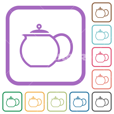 Teapot outline simple icons - Teapot outline simple icons in color rounded square frames on white background