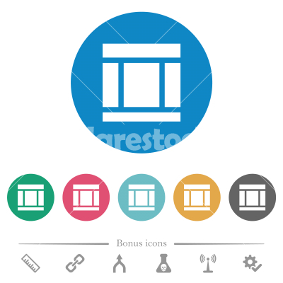 Three columned web layout flat round icons - Three columned web layout flat white icons on round color backgrounds. 6 bonus icons included.